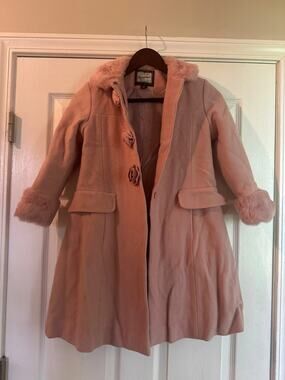Rothschild pinky dusty rose 100% wool pea coat jacket girls sz 6X